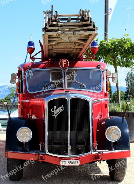 Fire Vehicle Oldtimer Turntable Ladder Acid