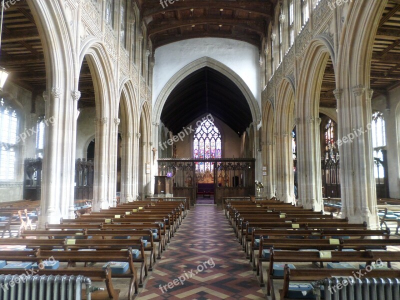 Lavenham Church Pews Aisle Historical Arches