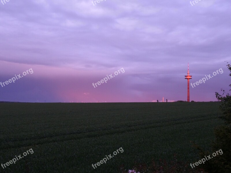 Radio Tower Tower Sunset Afterglow Sky