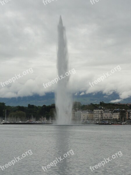 Geneva City Water Jet Fountain Lake