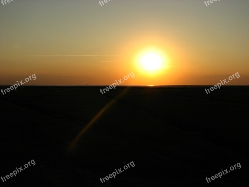 Sunset Sun Sea Evening Sky Abendstimmung