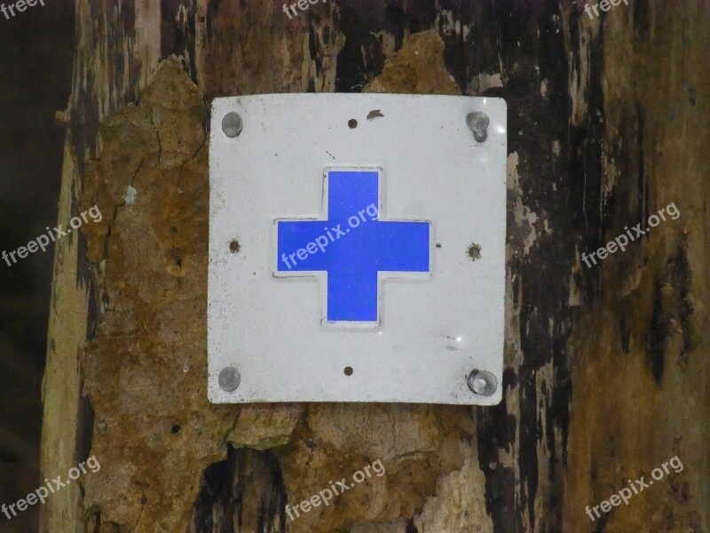 Hiking Trail Indicator Cross Blue