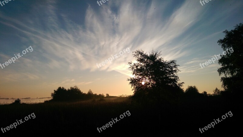 Sunrise Fog Lake East Frisia Free Photos