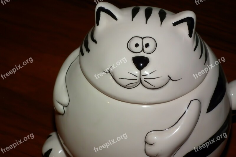 Cat Porcelain Figurine Tableware Sugar Bowl