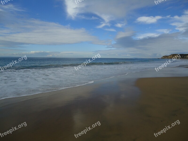 Reflexion Sand Waves Beach Sky