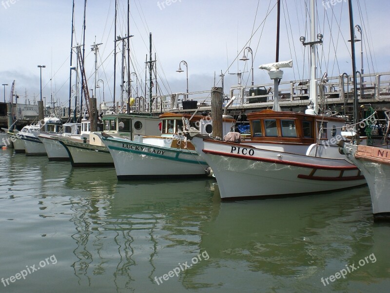 Fishing Boats San Francisco Ocean Fisher's Wharf Harbor