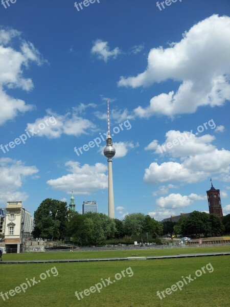 Berlin Tv Tower Meadow City Transmission Tower