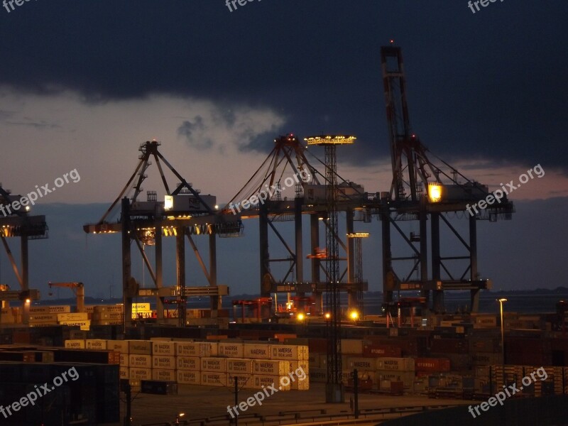 Container Port Container Gantry Crane Port Handling Harbour Cranes Free Photos