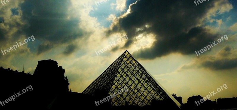 Paris Pyramid Louvre Glass Pyramid Darkness