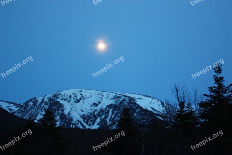 Mountain Moon Scenic Mountains Snowy Mountains