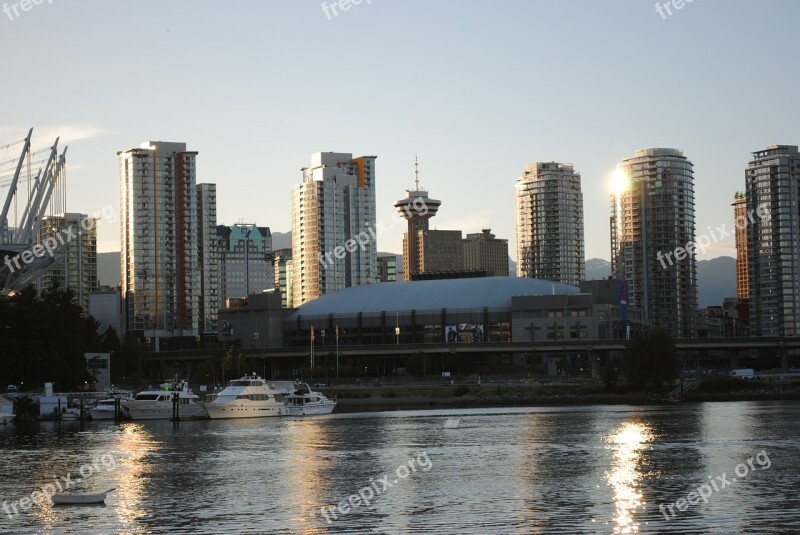 Vancouver Canada Skyscrapers Abendstimmung Britsh Columbia