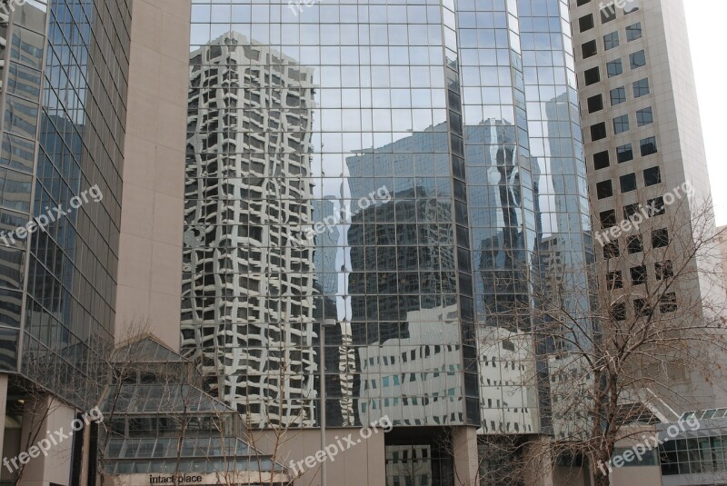 Canada Calgary Skyscraper Mirror Downtown