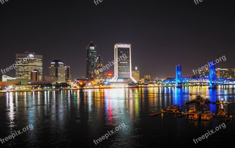 Jacksonville Florida Night Evening Buildings