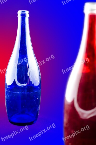 Glass Blue Red Color Glass Bottles Bottle