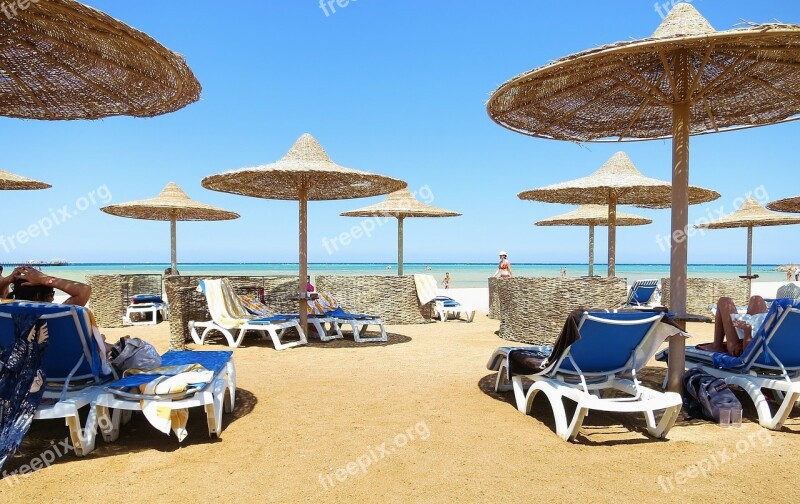 Beach Sand Beach Parasols Sun Lounger Sun Loungers