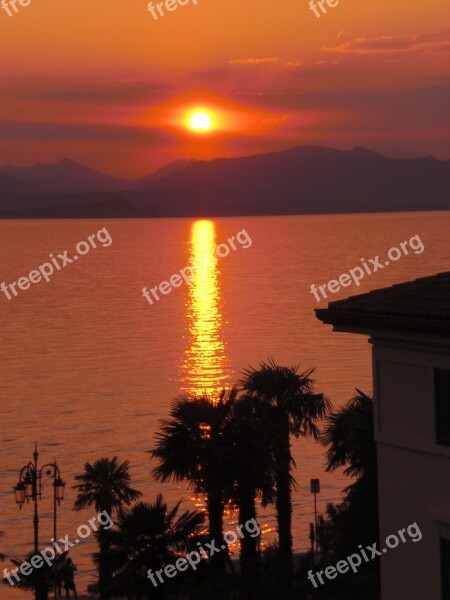 Italy Garda Travel Sunset At Dusk