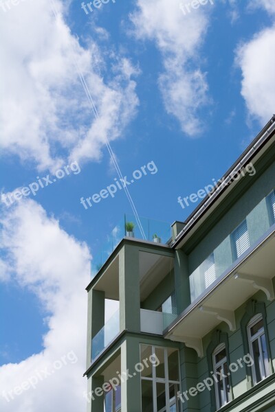 House Building White Blue Glass