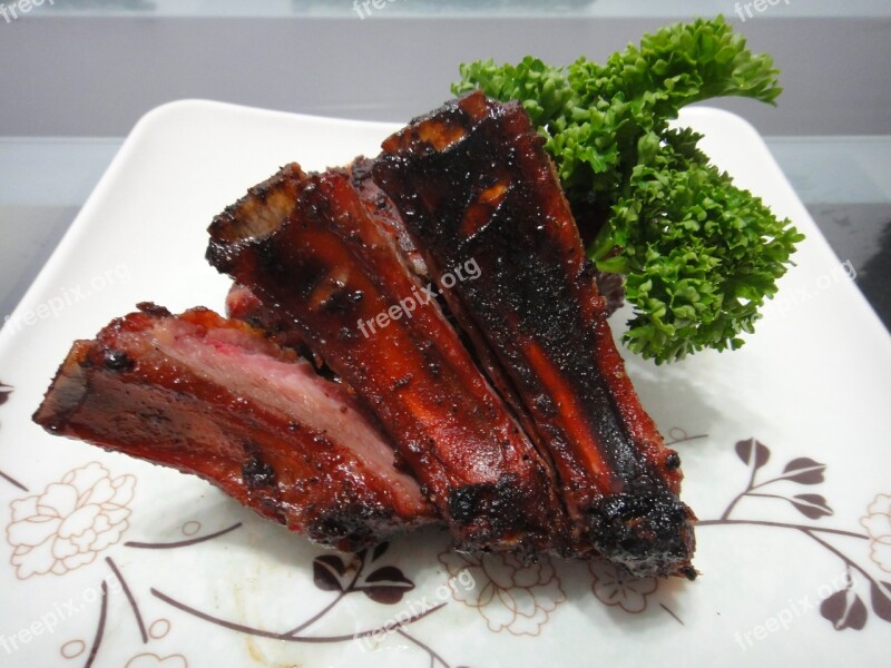 Bbq Ribs Pork Meat Brazier