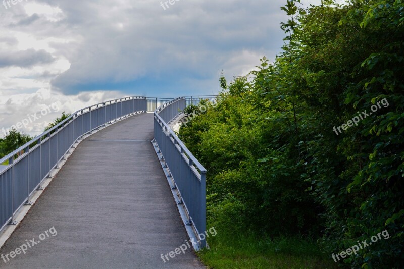 Bridge Sky Clouds Bushes Green