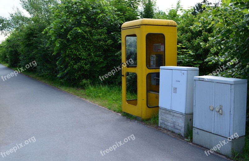 Yellow Phone Phone Booth Emergency Telekom