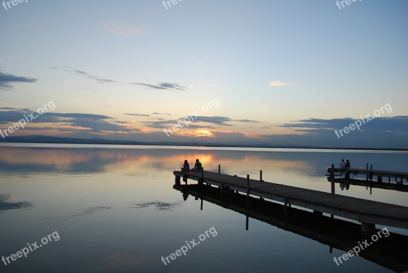 Sunset Albufera Valencia Jetty Landscapes