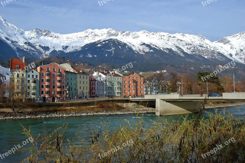 Innsbruck Mountains Houses City River