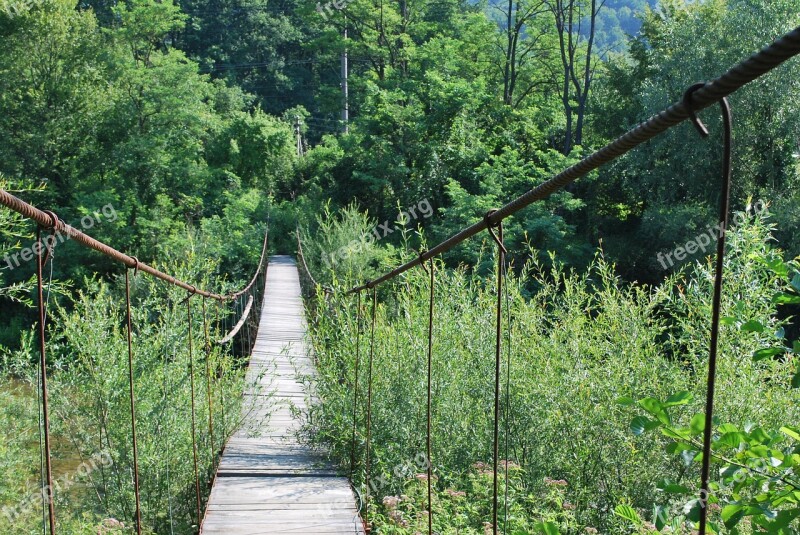 Bridge Small River Suspension Bridge Trail Free Photos