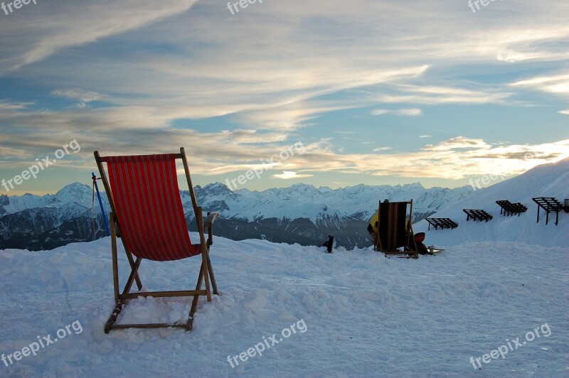 Innsbruck Mountains Snow Sunset Camp Bed