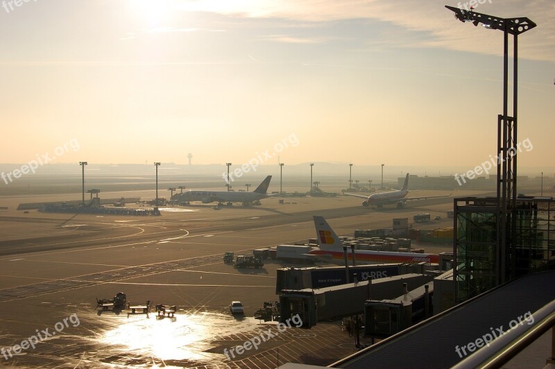 Airport Frankfurt Prior To Aircraft Air Traffic