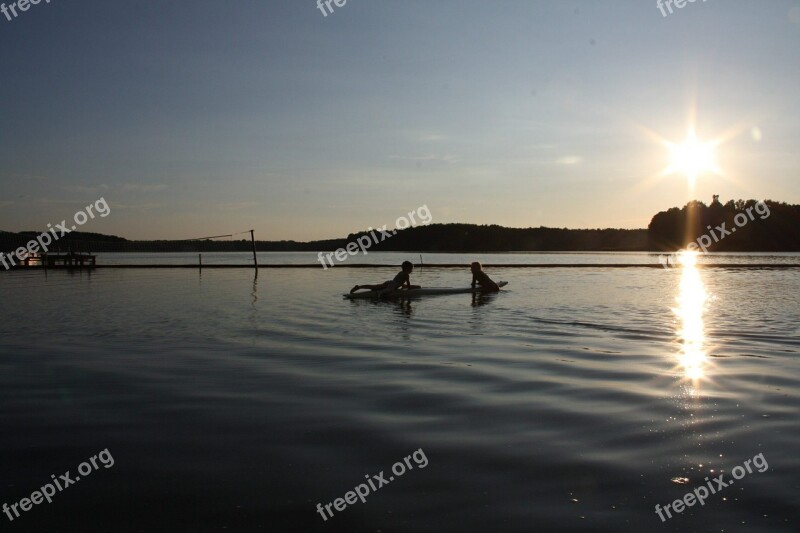 Lake Kayaks Landscape Reflection Nature