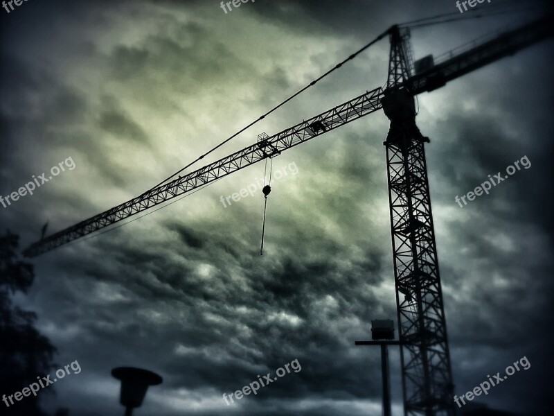 Crane Construction Work Sky Crane Boom Site