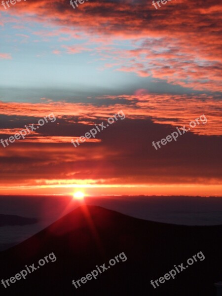 Mauna Kea Summit Top Sunset Island Of Hawaii