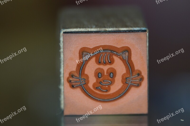 Stamp Cat Wood Stamp Child Children