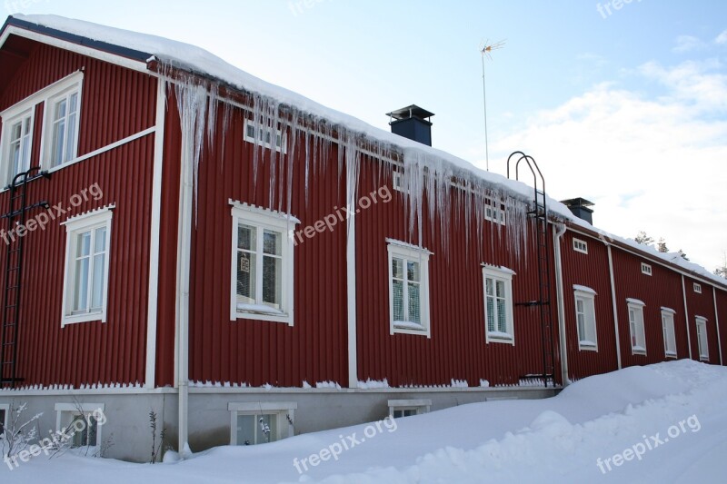 House Icicles Winter Snow Ice