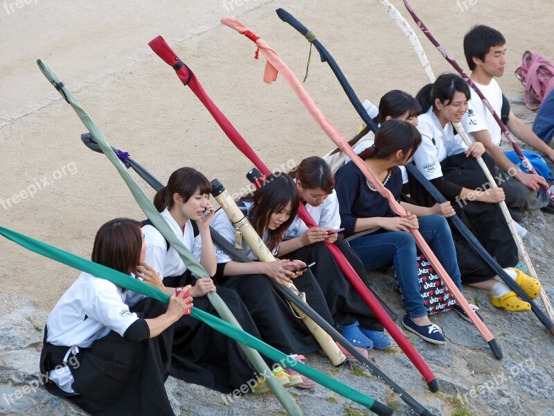 Japanese Sitting Students Uniform Young