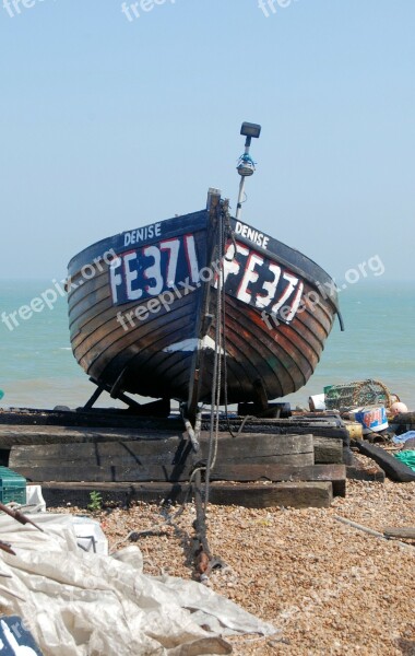 Rowing Boat Boat Blue Sky Blue Water Beach