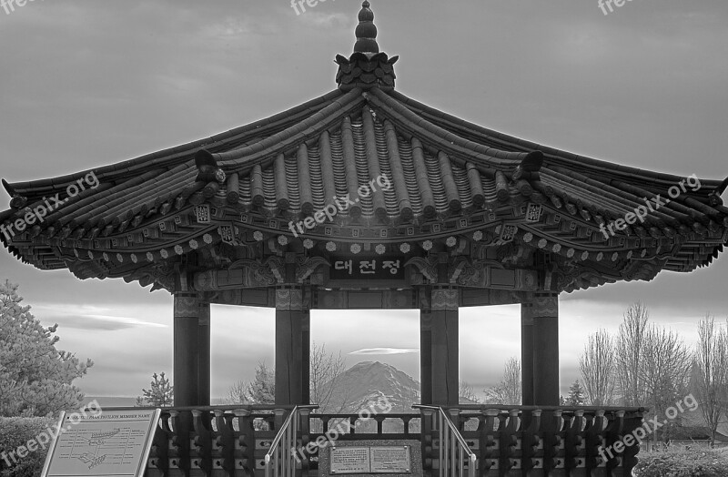 Pavilion Mount Rainier Seattle Monochrome Mt Rainier