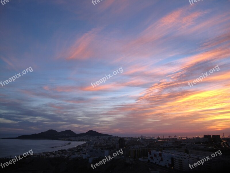 Gran Canaria Sky Dawn Panorama City Peninsula