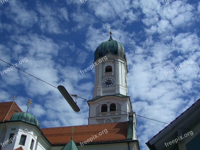 Church Steeple Tower Hood Sky Clouds