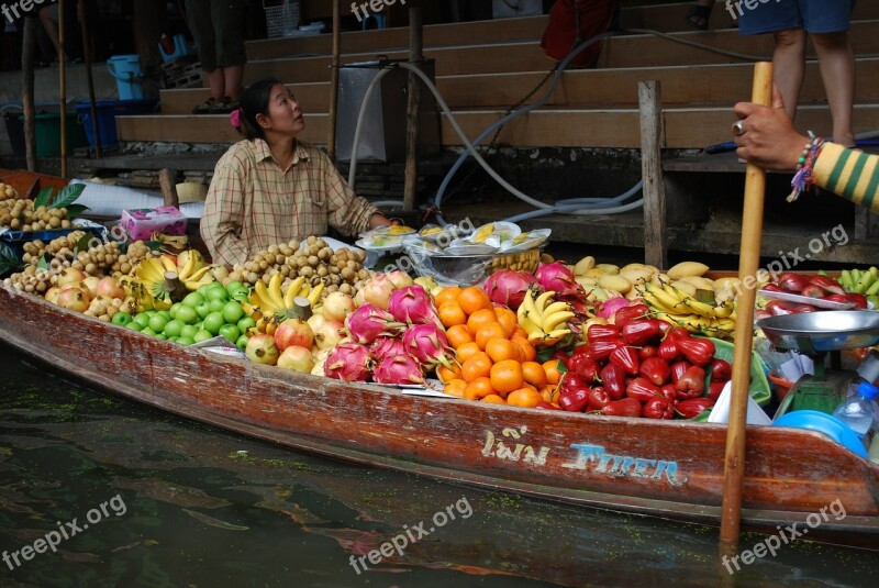 Thailand Fruit Channel Trade Boats