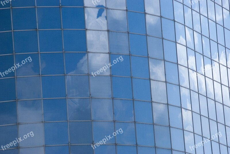 Windows Glass Reflection Facade Clouds