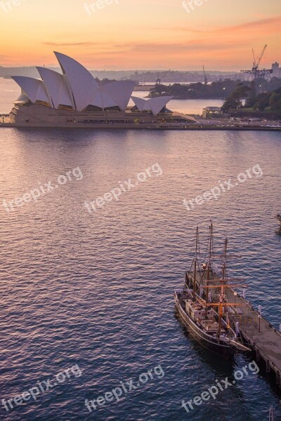 Sydney Opera House Tall Ship Sydney Australia Dawn