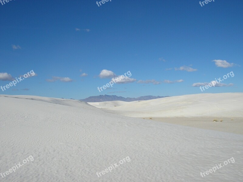 New Mexico White Sands Sand White Blue Sky