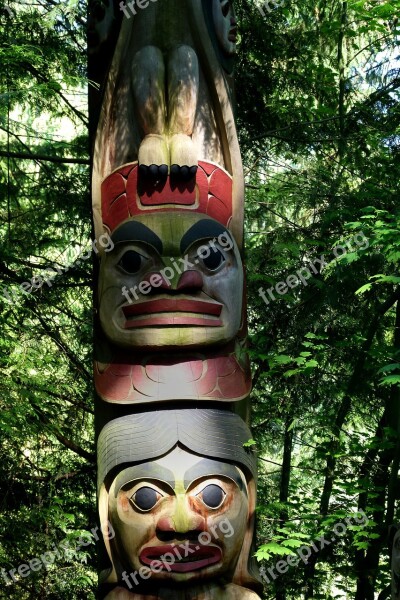 Totem Native Art Totem Pole Wooden Artwork