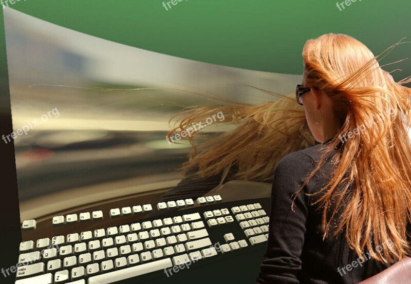 Computer Futuristic Computer Graphics Surreal Woman