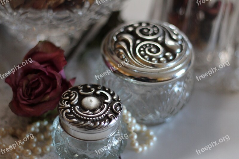 Glass Jars Jars Jewelry Silver Vintage