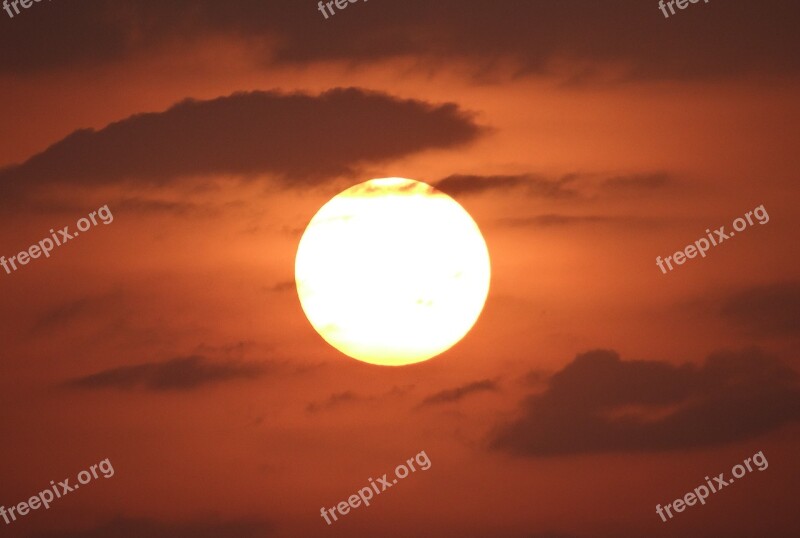 Sunset Setting Sun Sky Clouds India