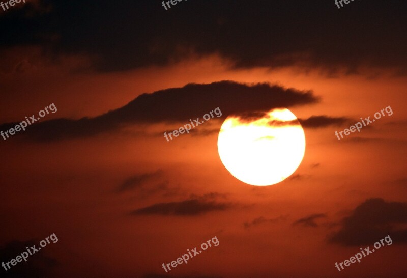 Sunset Setting Sun Sky Clouds India