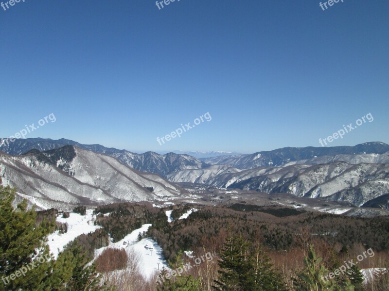 Nagano Japan Snowy Mountains Landscape Free Photos