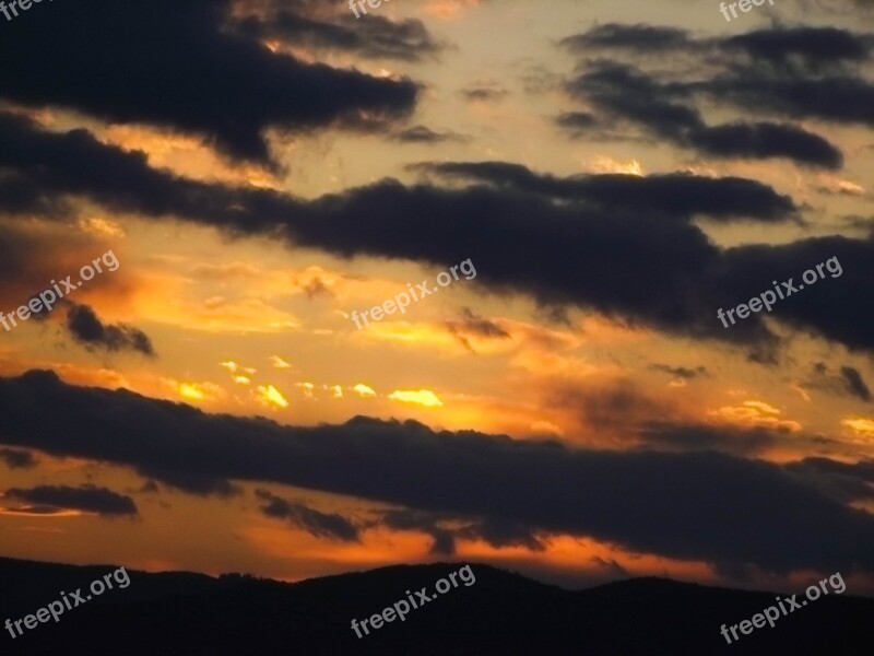 Clouds Clouded Sky Evening Sky Dusk Sunbeam